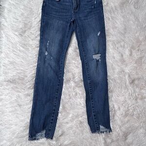 Old Navy Girl's Dark Blue Distressed Skinny Jeans